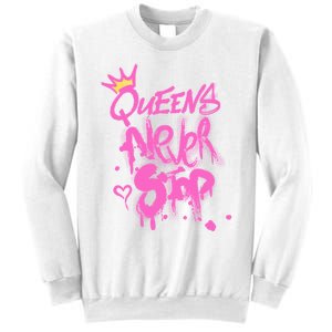 Queens Never Stop W.O.M.E.N.S Powerful G.I.R.L.S Graffiti Graphic Sweatshirt