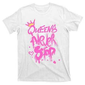 Queens Never Stop W.O.M.E.N.S Powerful G.I.R.L.S Graffiti Graphic T-Shirt