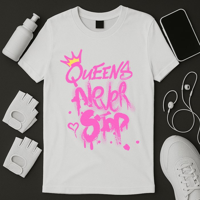 Queens Never Stop W.O.M.E.N.S Powerful G.I.R.L.S Graffiti Graphic T-Shirt
