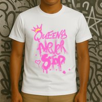 Queens Never Stop W.O.M.E.N.S Powerful G.I.R.L.S Graffiti Graphic T-Shirt