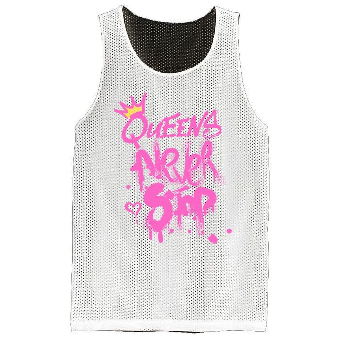 Queens Never Stop W.O.M.E.N.S Powerful G.I.R.L.S Graffiti Graphic Mesh Reversible Basketball Jersey Tank