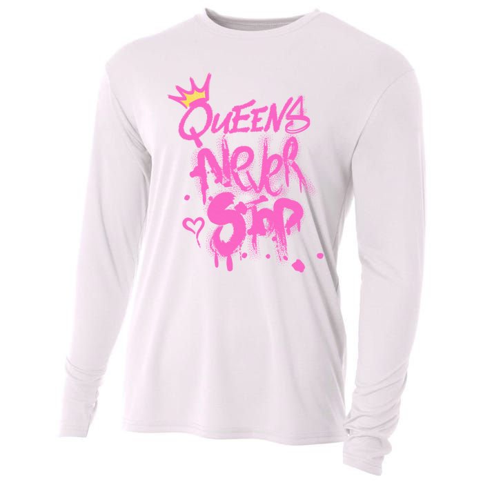 Queens Never Stop W.O.M.E.N.S Powerful G.I.R.L.S Graffiti Graphic Cooling Performance Long Sleeve Crew