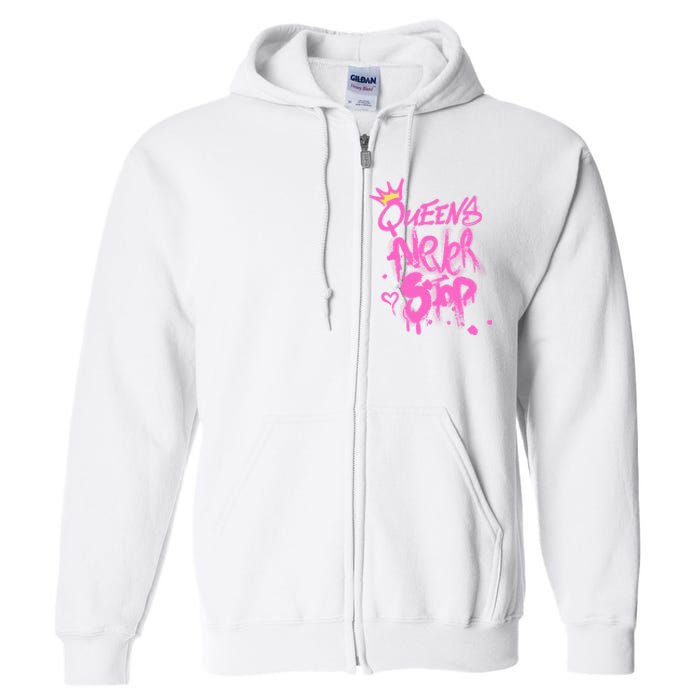 Queens Never Stop W.O.M.E.N.S Powerful G.I.R.L.S Graffiti Graphic Full Zip Hoodie