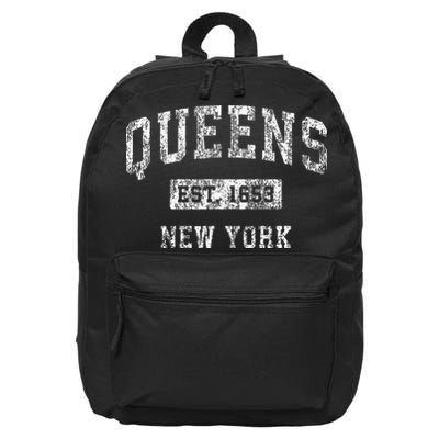 Queens New York Ny Vintage Established Sports 16 in Basic Backpack