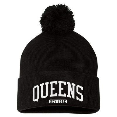 Queens New York Ny Pom Pom 12in Knit Beanie