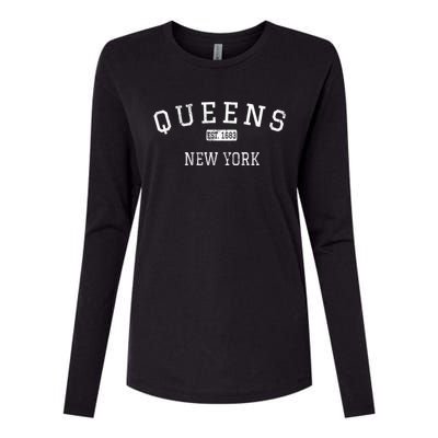 Queens New York Ny Vintage Established Womens Cotton Relaxed Long Sleeve T-Shirt