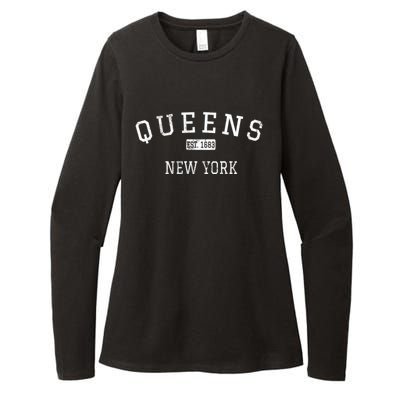 Queens New York Ny Vintage Established Womens CVC Long Sleeve Shirt