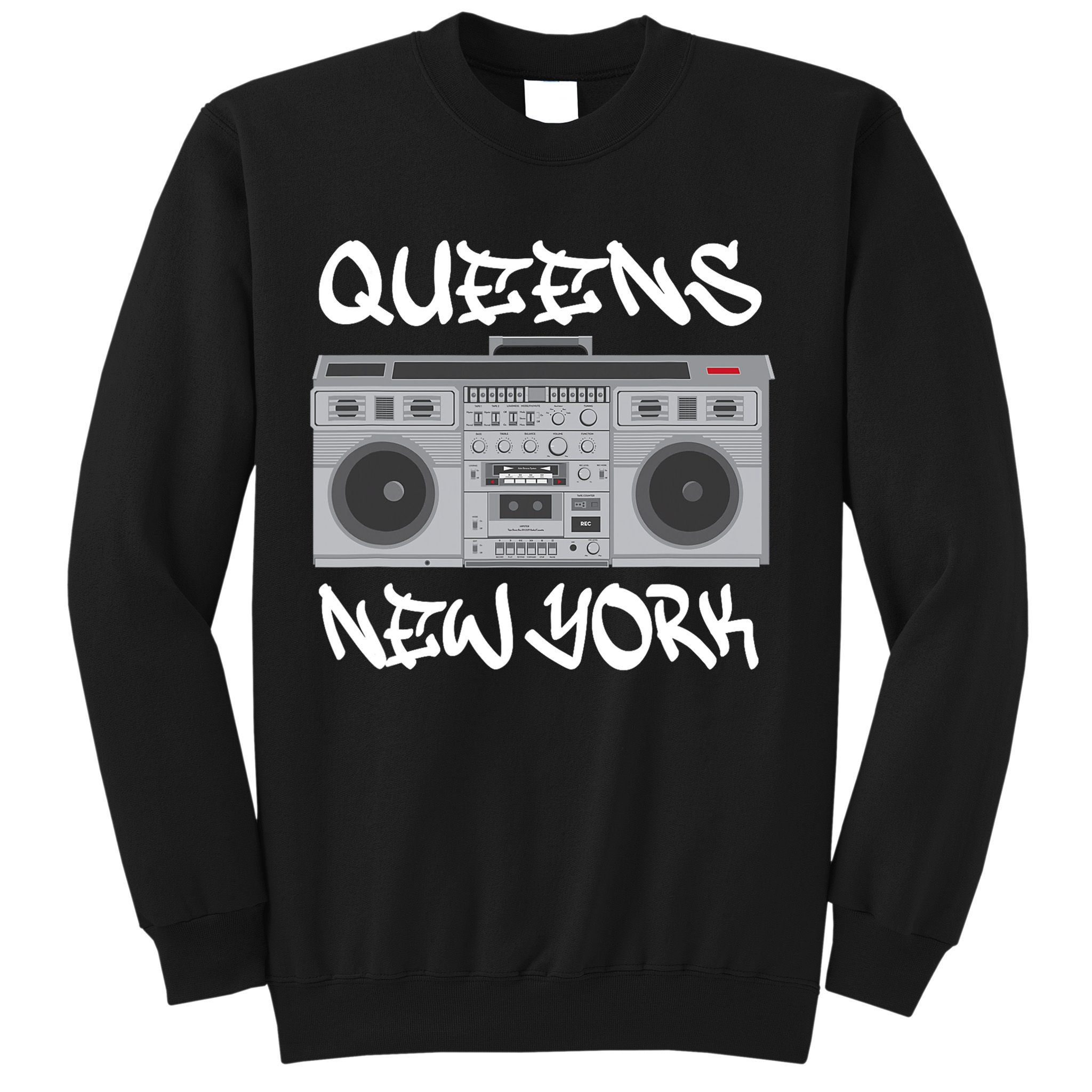 Queens New York Boom Box Graffiti Lettering Sweatshirt
