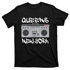 Queens New York Boom Box Graffiti Lettering T-Shirt