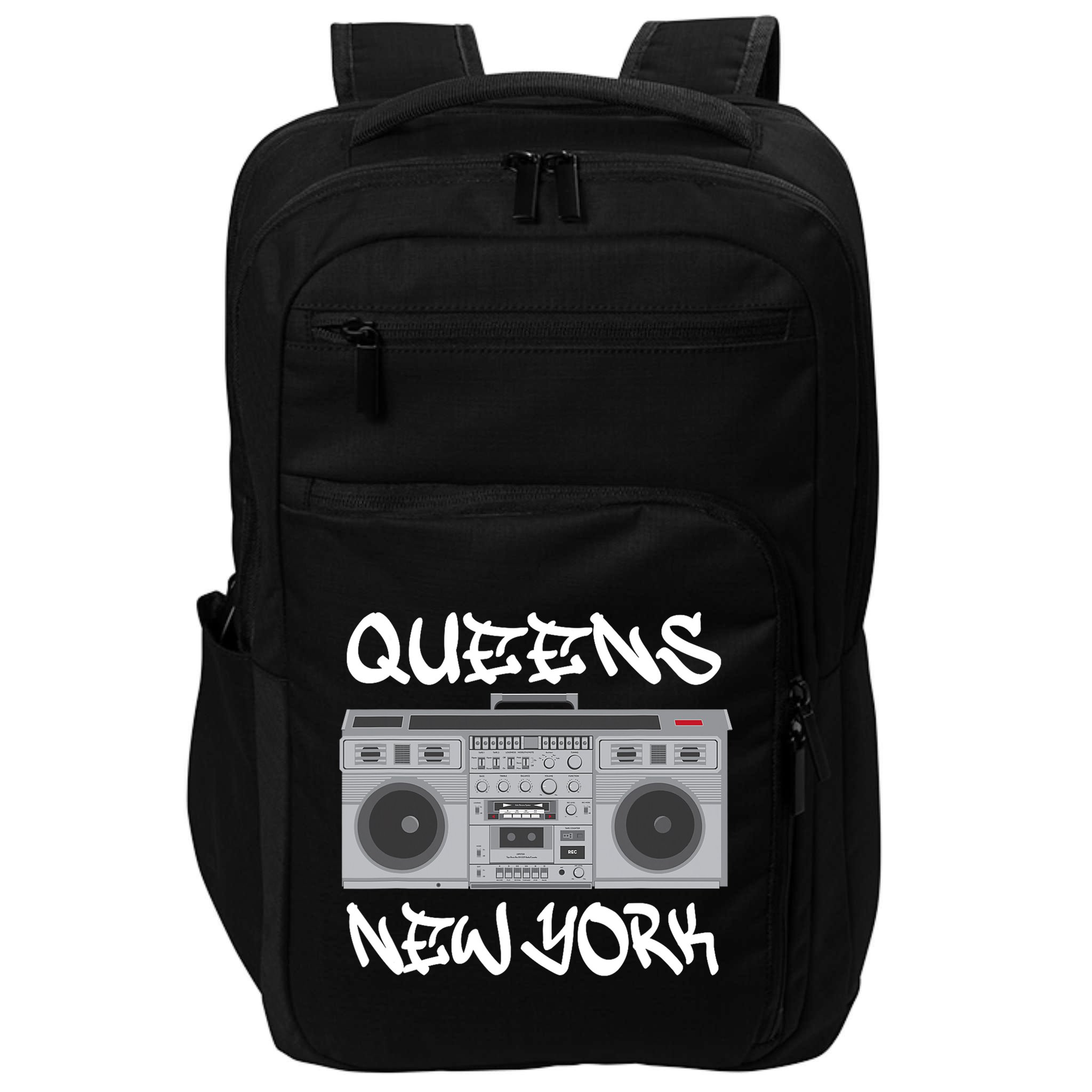 Queens New York Boom Box Graffiti Lettering Impact Tech Backpack