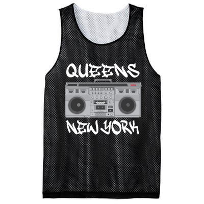 Queens New York Boom Box Graffiti Lettering Mesh Reversible Basketball Jersey Tank