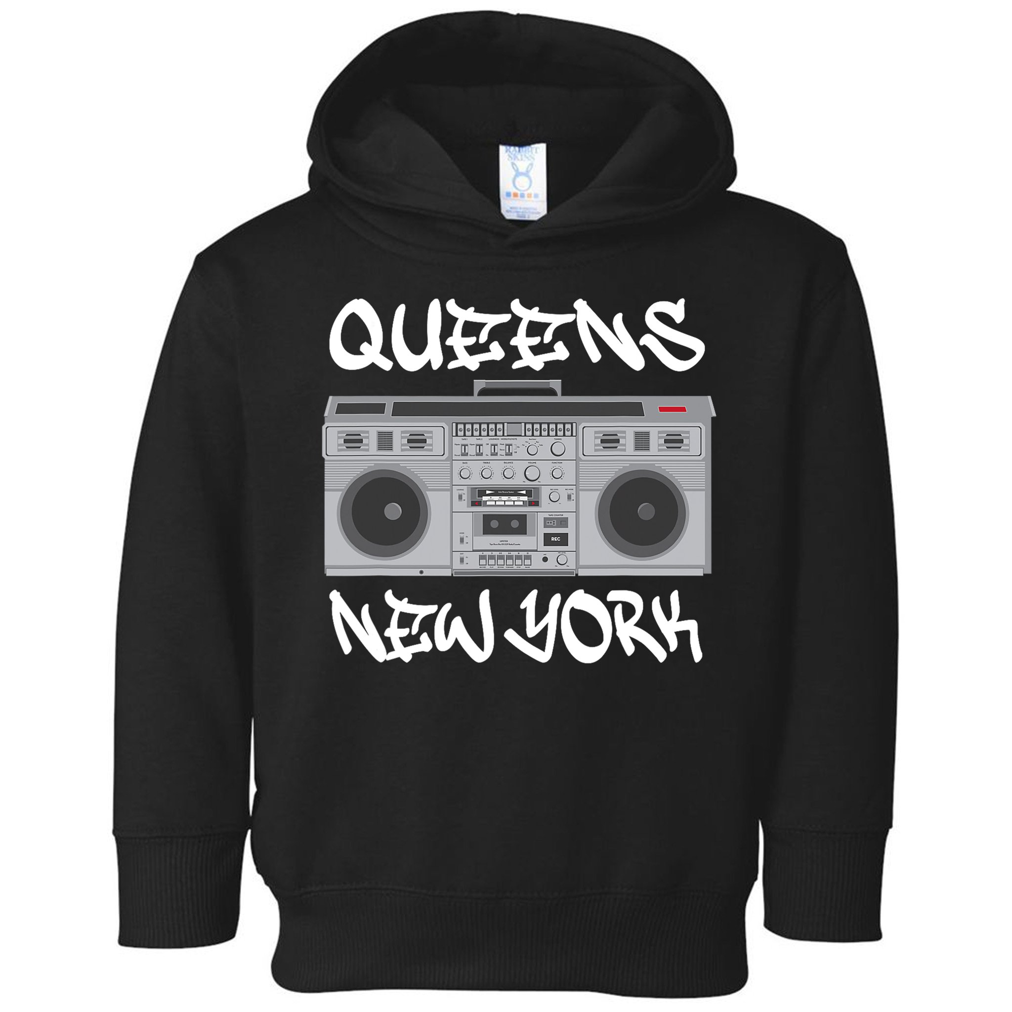 Queens New York Boom Box Graffiti Lettering Toddler Hoodie