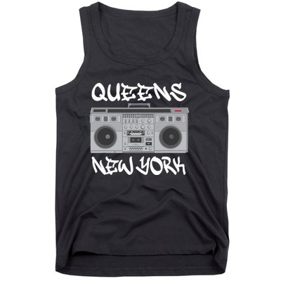 Queens New York Boom Box Graffiti Lettering Tank Top