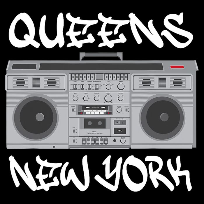 Queens New York Boom Box Graffiti Lettering Womens T-Shirt