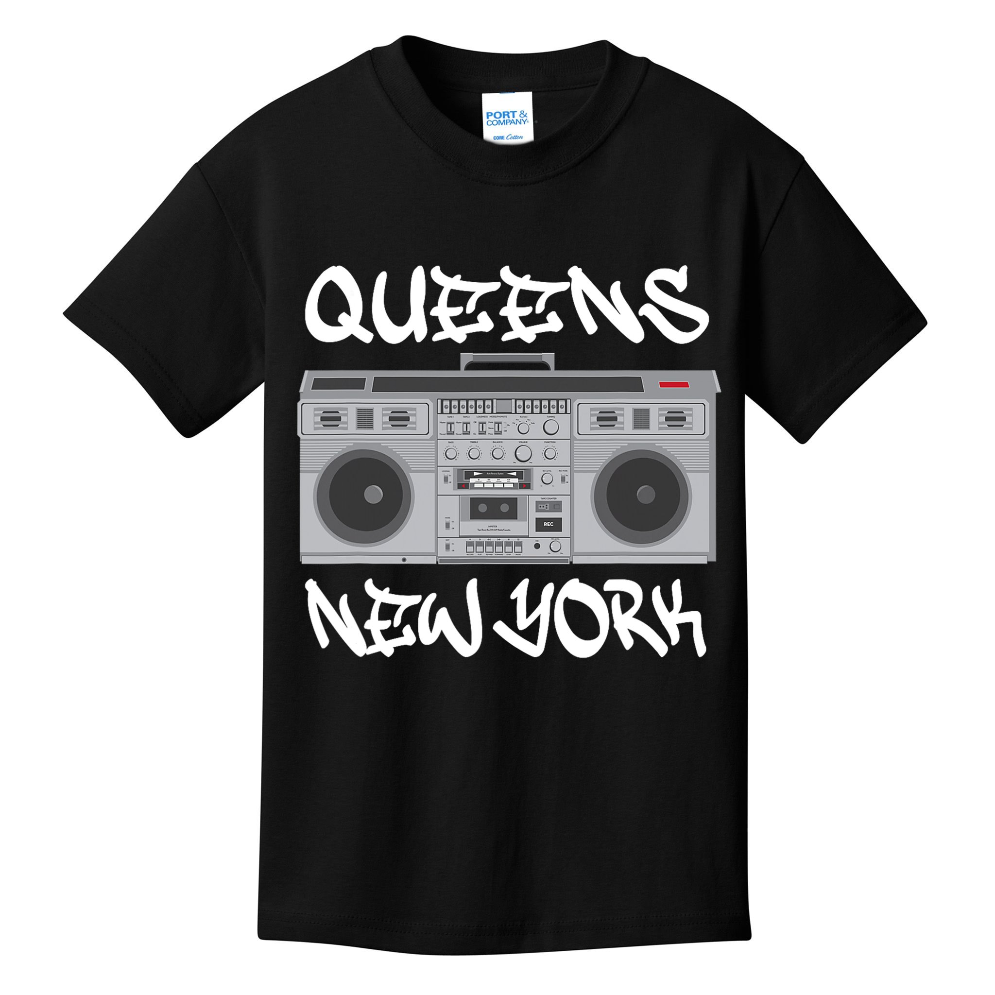 Queens New York Boom Box Graffiti Lettering Kids T-Shirt