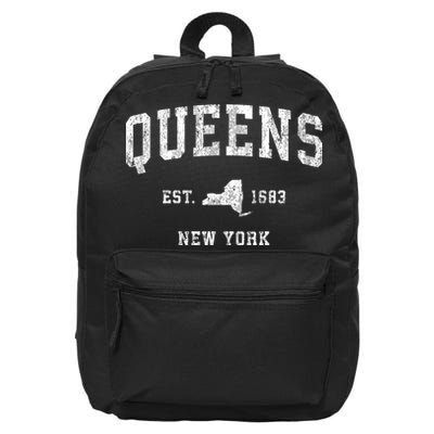 Queens New York Ny Vintage Athletic Sports 16 in Basic Backpack