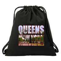 Queen New York It's Where My Story Begins Drawstring Bag