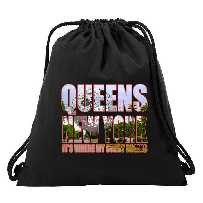 Queen New York It's Where My Story Begins Drawstring Bag