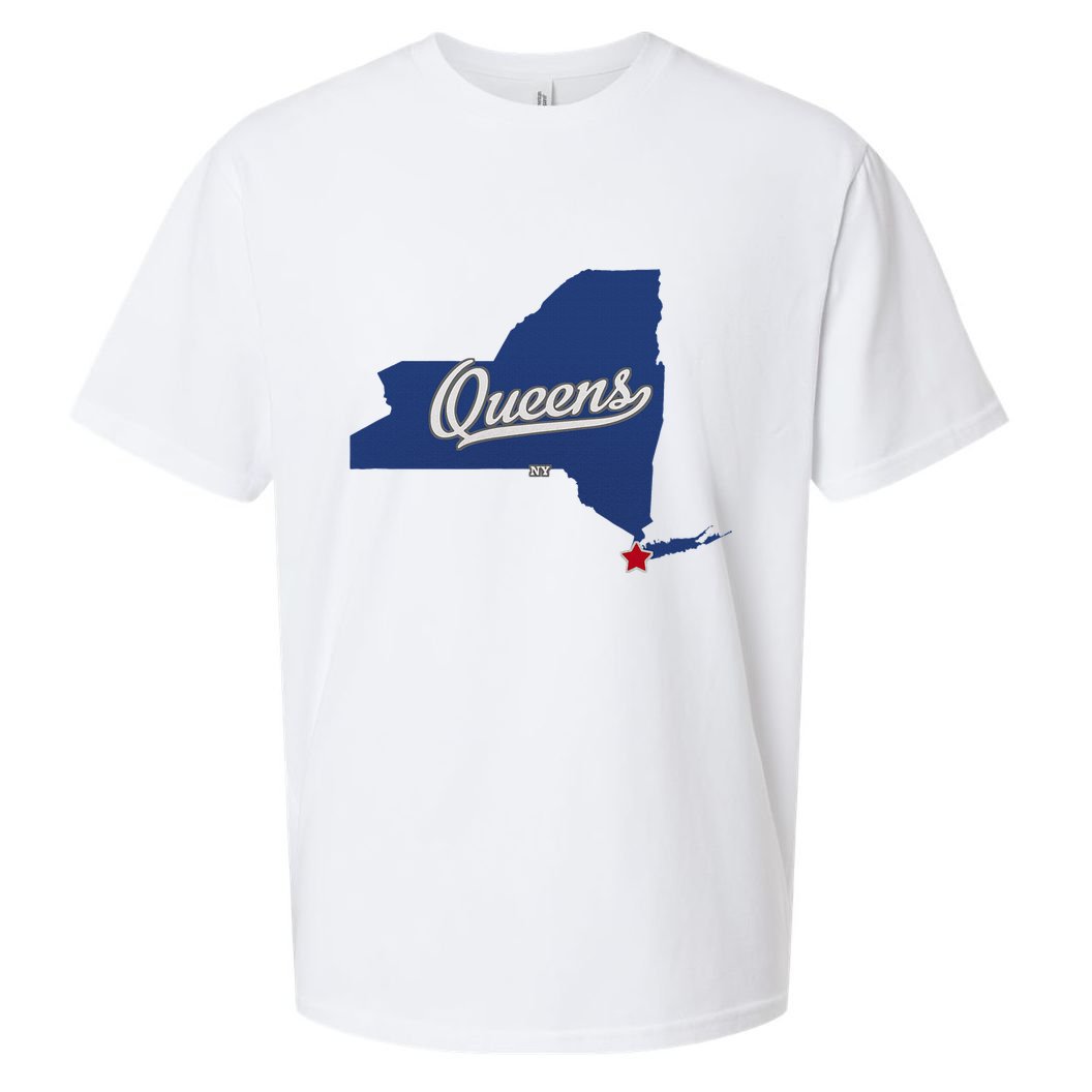 Queens New York Ny Map Sueded Cloud Jersey T-Shirt