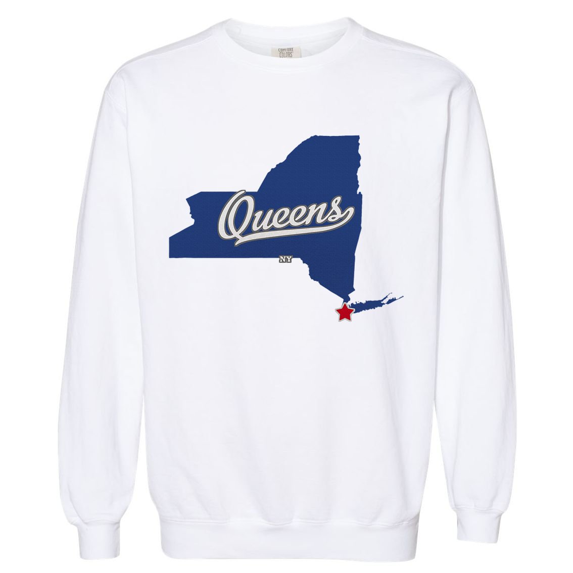 Queens New York Ny Map Garment-Dyed Sweatshirt