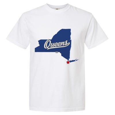 Queens New York Ny Map Garment-Dyed Heavyweight T-Shirt