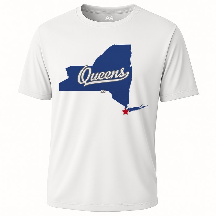 Queens New York Ny Map Cooling Performance Crew T-Shirt