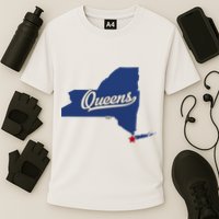 Queens New York Ny Map Cooling Performance Crew T-Shirt