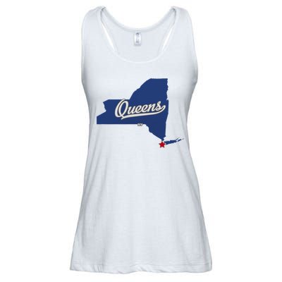 Queens New York Ny Map Ladies Essential Flowy Tank