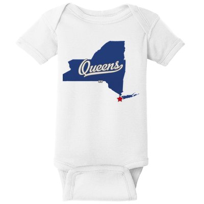 Queens New York Ny Map Baby Bodysuit