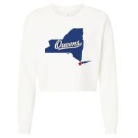 Queens New York Ny Map Cropped Pullover Crew