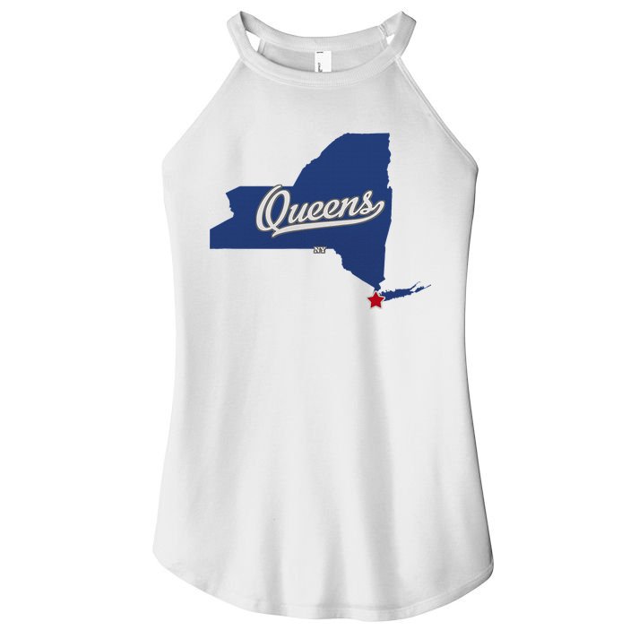 Queens New York Ny Map Women's Perfect Tri Rocker Tank