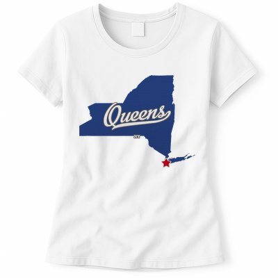 Queens New York Ny Map Womens T-Shirt