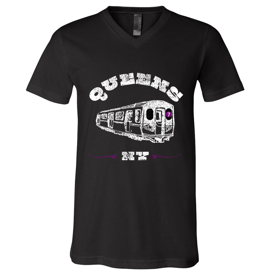 Queens New York 7 Train New York City Borough Nyc V-Neck T-Shirt