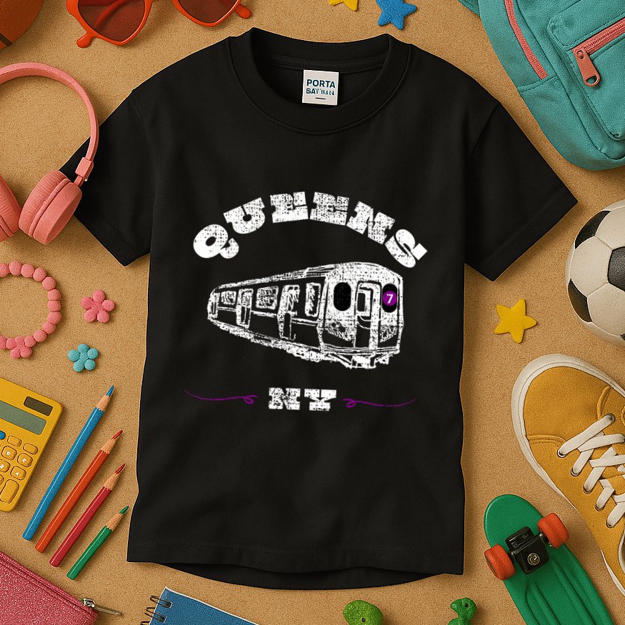 Queens New York 7 Train New York City Borough Nyc Kids T-Shirt