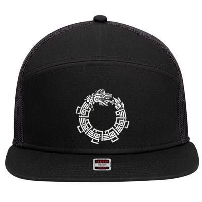 Quetzalcoatl Ouroboros Aztec Serpent Mayan Inca Toltec 7 Panel Mesh Trucker Snapback Hat