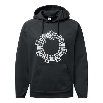 Quetzalcoatl Ouroboros Aztec Serpent Mayan Inca Toltec Performance Fleece Hoodie