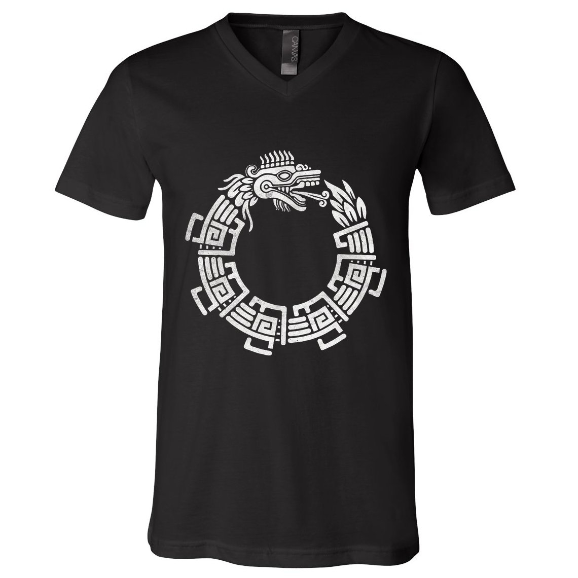 Quetzalcoatl Ouroboros Aztec Serpent Mayan Inca Toltec V-Neck T-Shirt