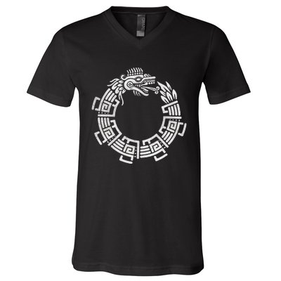 Quetzalcoatl Ouroboros Aztec Serpent Mayan Inca Toltec V-Neck T-Shirt