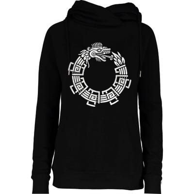Quetzalcoatl Ouroboros Aztec Serpent Mayan Inca Toltec Womens Funnel Neck Pullover Hood