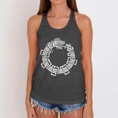 Quetzalcoatl Ouroboros Aztec Serpent Mayan Inca Toltec Women's Knotted Racerback Tank