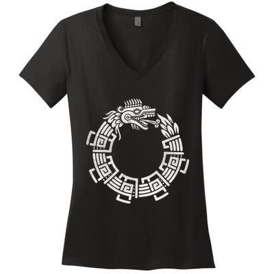 Quetzalcoatl Ouroboros Aztec Serpent Mayan Inca Toltec Women's V-Neck T-Shirt
