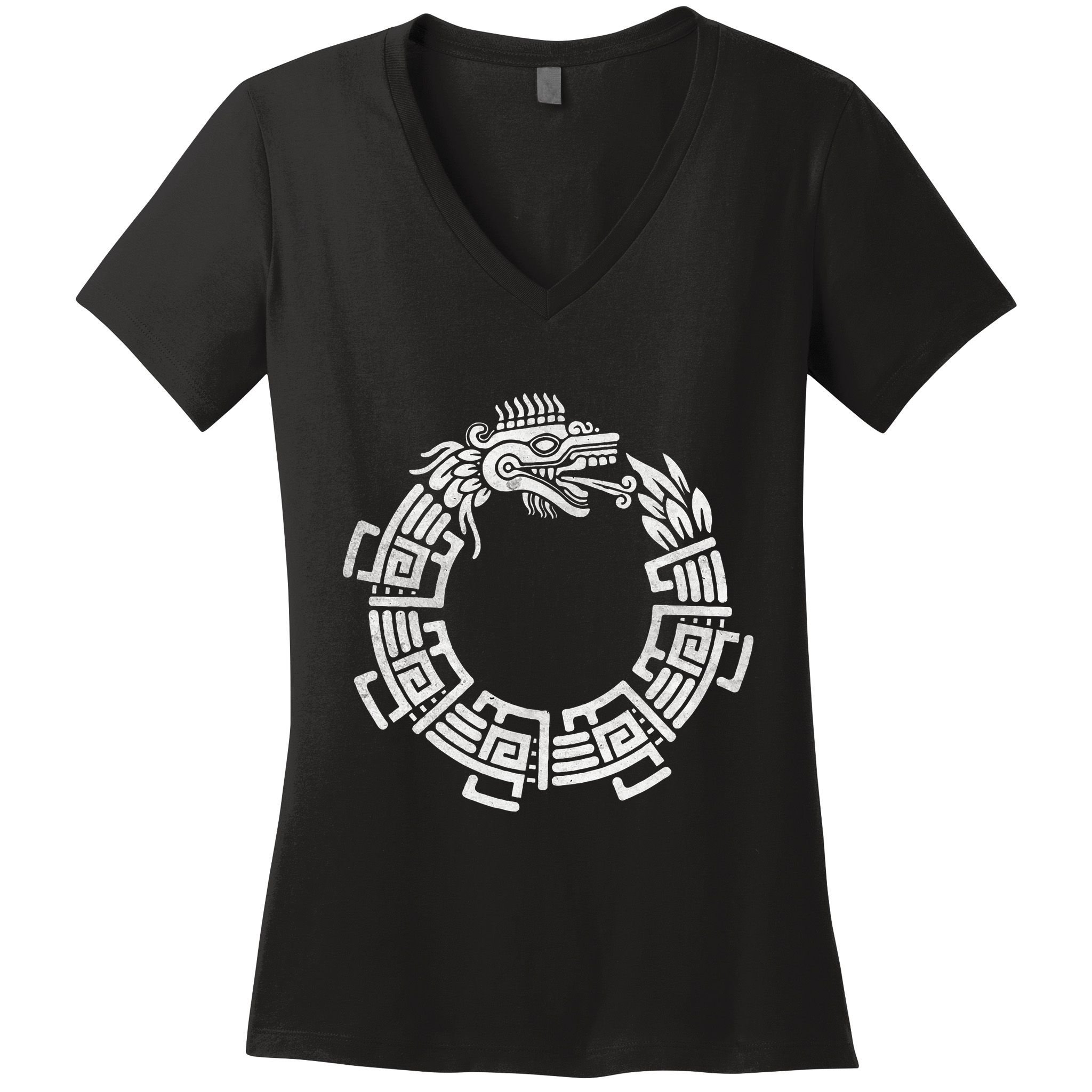 Quetzalcoatl Ouroboros Aztec Serpent Mayan Inca Toltec Women's V-Neck T-Shirt