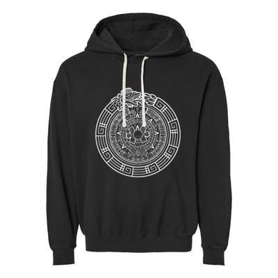 Quetzalcoatl Ouroboros Aztec Serpent Aztec Sun Stone Garment-Dyed Fleece Hoodie