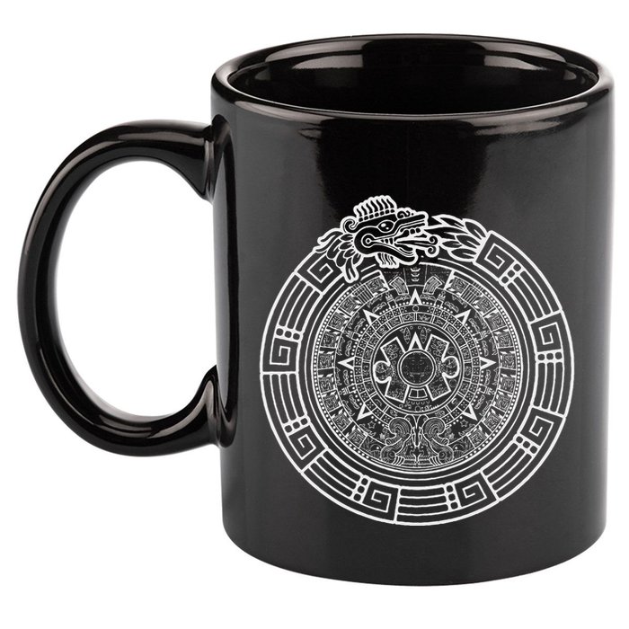 Quetzalcoatl Ouroboros Aztec Serpent Aztec Sun Stone 11oz C Handle Ceramic Mug