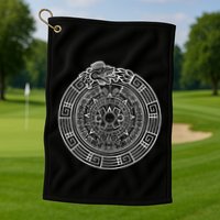 Quetzalcoatl Ouroboros Aztec Serpent Aztec Sun Stone Golf Towel
