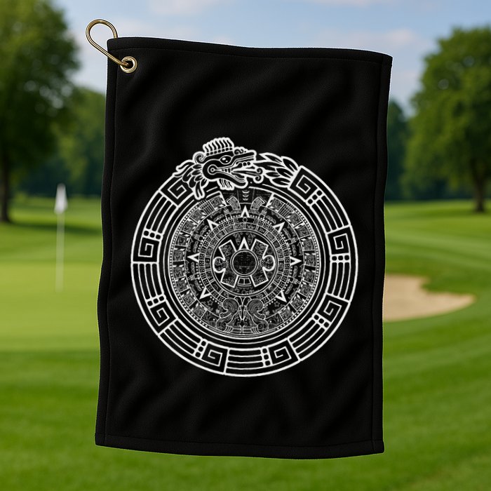 Quetzalcoatl Ouroboros Aztec Serpent Aztec Sun Stone Golf Towel