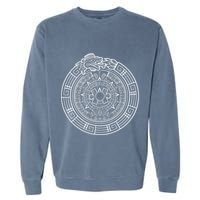 Quetzalcoatl Ouroboros Aztec Serpent Aztec Sun Stone Garment-Dyed Sweatshirt