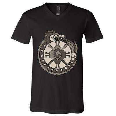 Quetzalcoatl Ouroboros Aztec Ancient Mayan Inca Toltec V-Neck T-Shirt