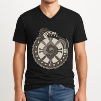 Quetzalcoatl Ouroboros Aztec Ancient Mayan Inca Toltec V-Neck T-Shirt