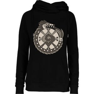 Quetzalcoatl Ouroboros Aztec Ancient Mayan Inca Toltec Womens Funnel Neck Pullover Hood